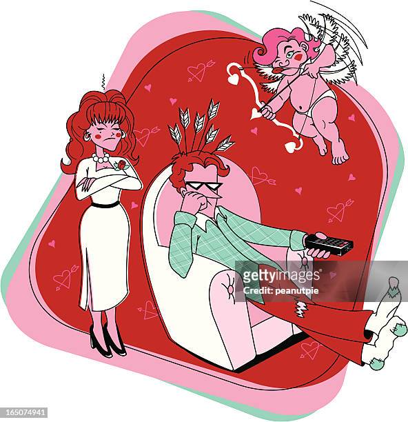 valentine's day couple - funny cupid stock illustrations