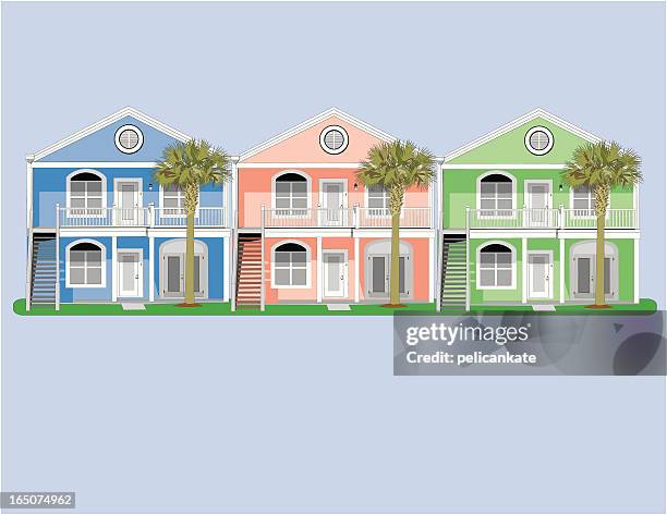 colorful condos - bungalow stock illustrations