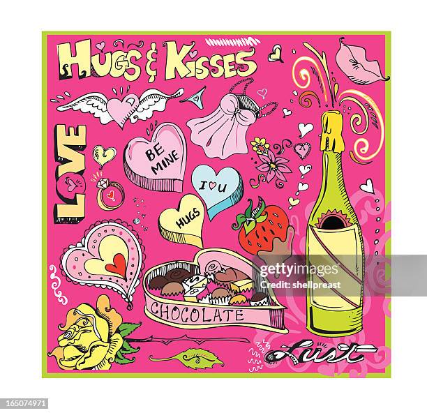 doodle - love - candy lips stock illustrations