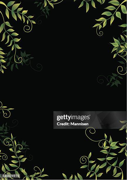 curly leaf frame - vector - copse stock illustrations