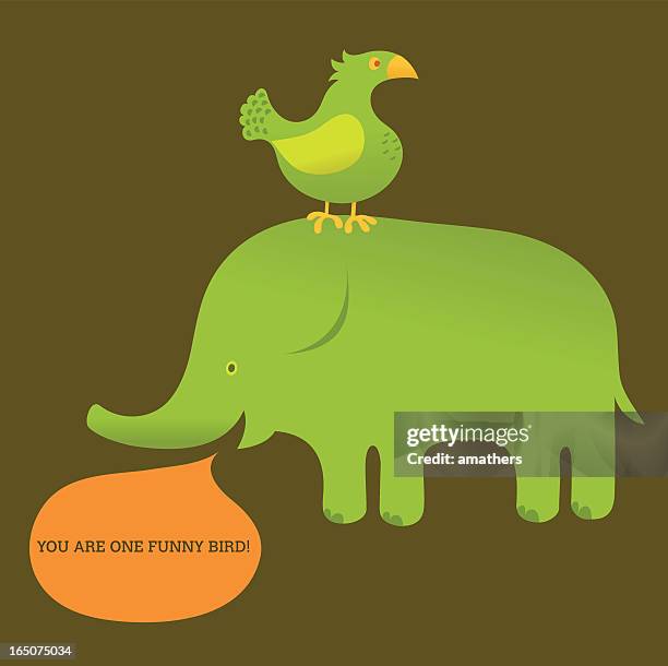 elephant and bird - chicken hawk stock illustrations