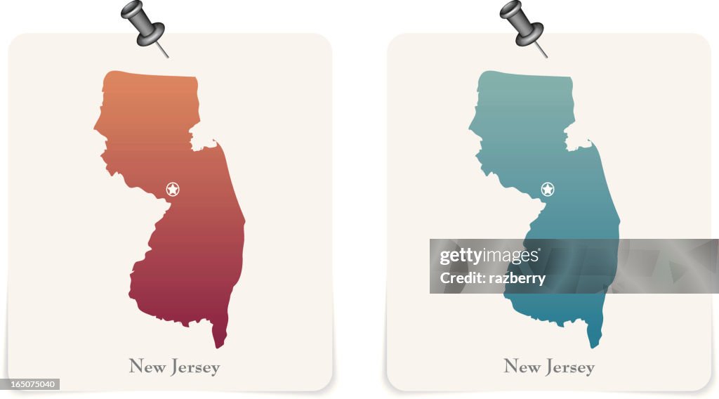 New Jersey state red and blue cards