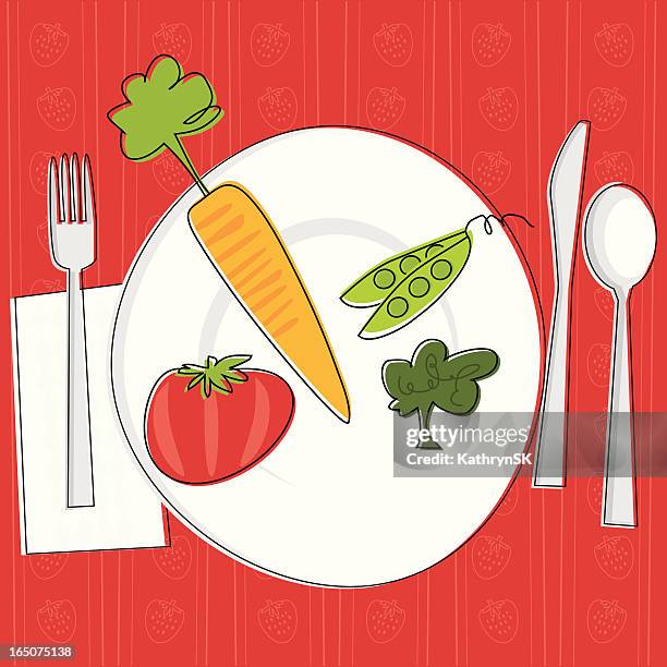 vegetarian dining - dinner napkin stock illustrations