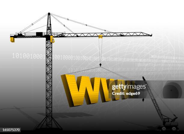 ilustrações, clipart, desenhos animados e ícones de em construção - crane machinery