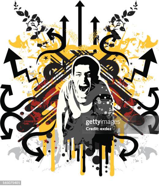 crazy young shouting .. - cancun stock illustrations