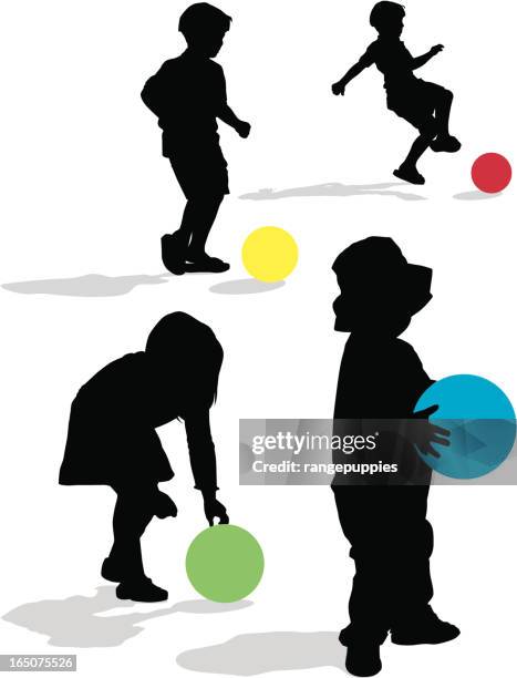 kids play ball - kickball stock illustrations