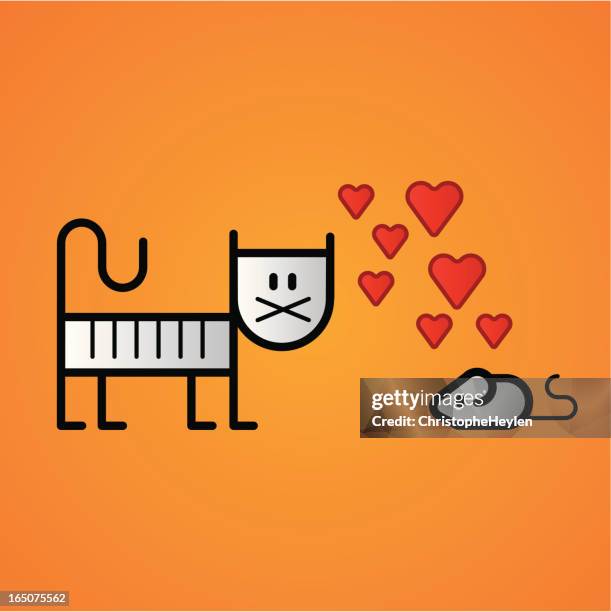 friendship – cat and mouse - pet obsessed stock illustrations