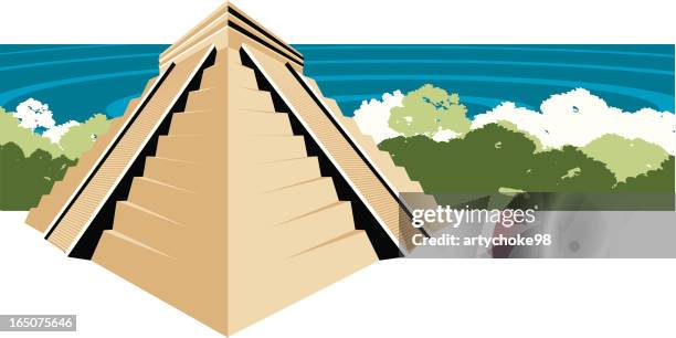 mayan ruin/temple/monument - mayan ruins stock illustrations