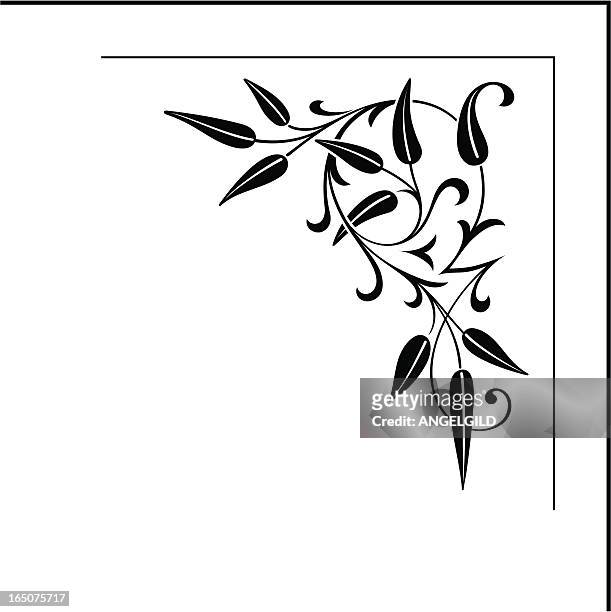 ornate floral corner design - scroll bar clip art stock illustrations