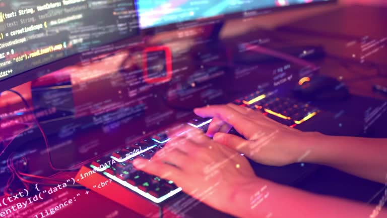 Coding and Scripting on Computer, Typing Scripts and Codes on Keyboard ...