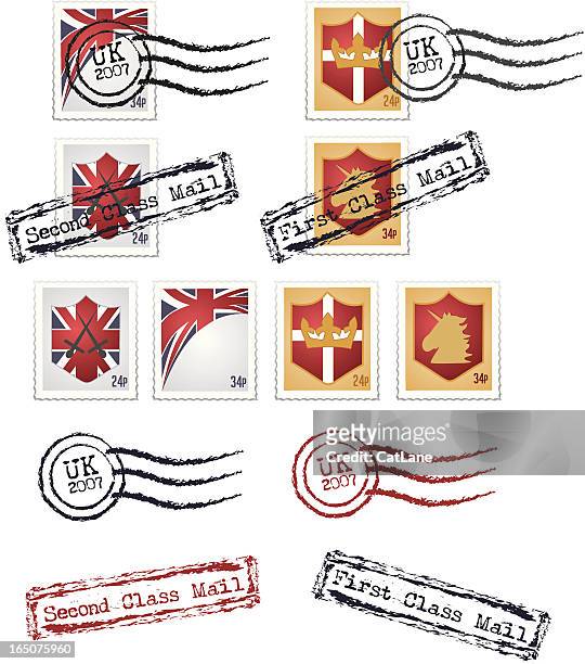 britische porto - postmark stock-grafiken, -clipart, -cartoons und -symbole
