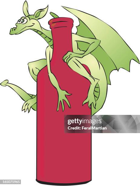 dragon bottle - gargoyle stock illustrations