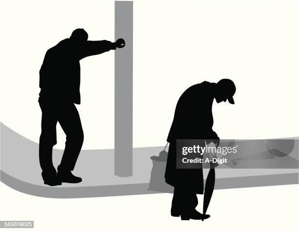 aging vector silhouette - leaning stock illustrations