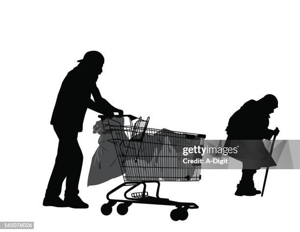 homeless) gespendet - einkaufswagen freisteller stock-grafiken, -clipart, -cartoons und -symbole