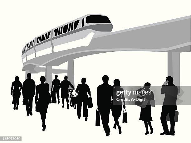 public transportation vector silhouette - lightrail stock illustrations