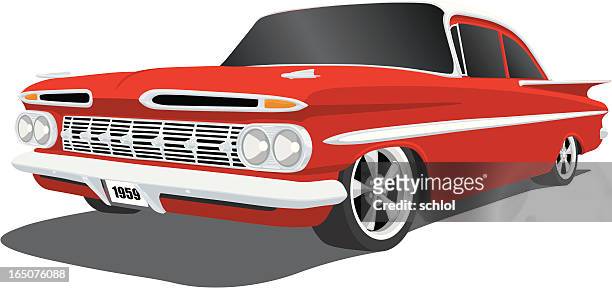 chevrolet - impala 1959 - 1950 1959 stock-grafiken, -clipart, -cartoons und -symbole