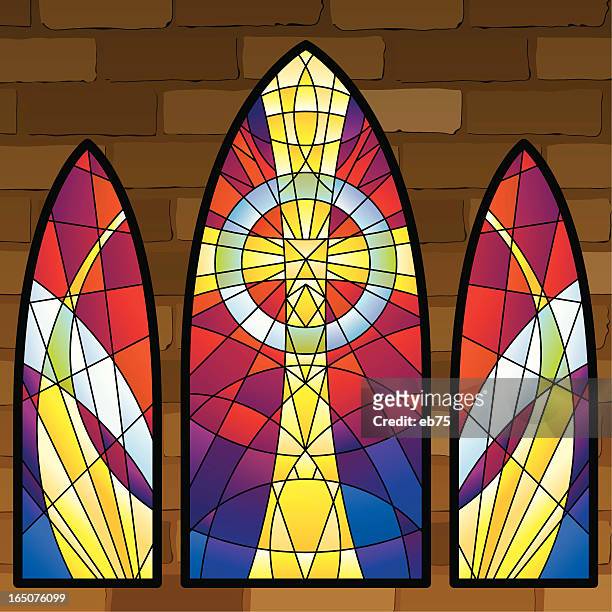 stained glass windows - triptych stock illustrations