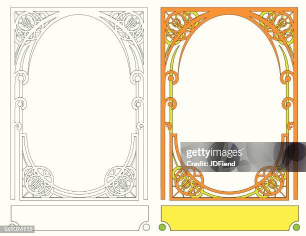 art nouveau-frame iii - art nouveau stock-grafiken, -clipart, -cartoons und -symbole