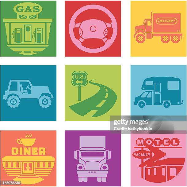 down the road - route 66 stock illustrations