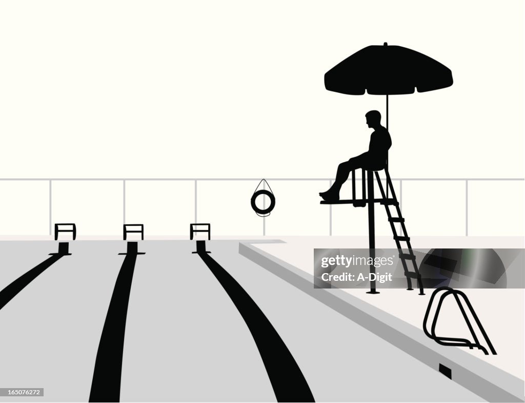 Outdoor Pool Vector Silhouette