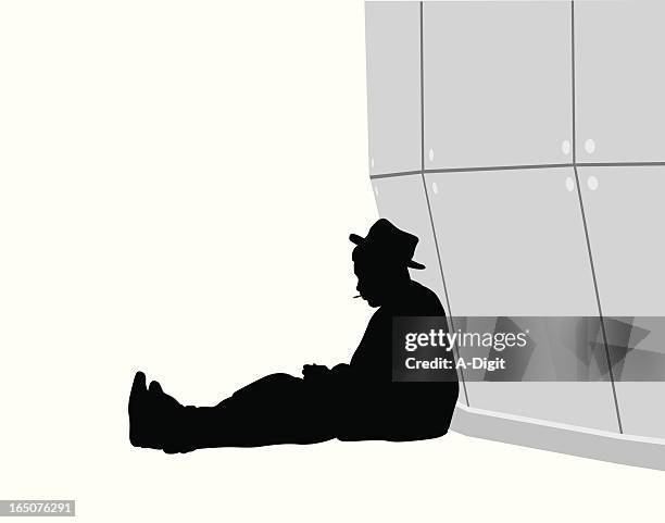 homeless vector silhouette - homeless person silhouette stock illustrations