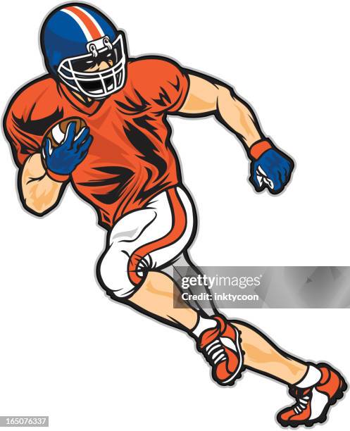 touchdown run - american football player stock illustrations