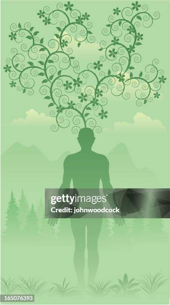 nature man - man thinking outside stock illustrations
