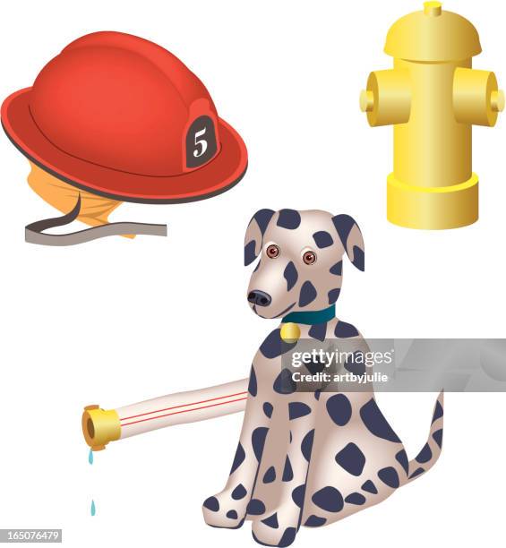 firefighter objects - dalmation stock illustrations