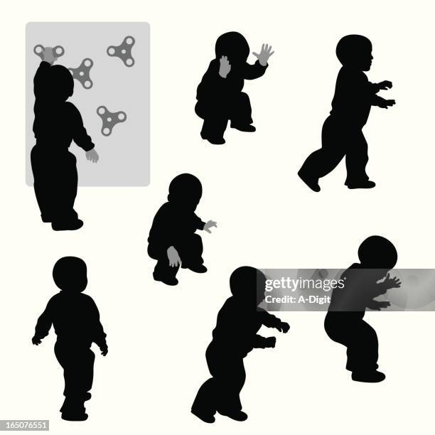 babies vector silhouette - squat stock illustrations
