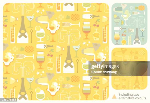 cocktail party pattern - pineapple texture stock illustrations