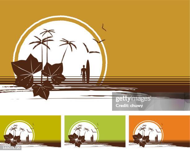 sunset surf - riverside county stock illustrations