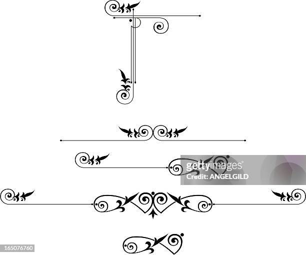 scroll elements and corner design - fleuron stock illustrations