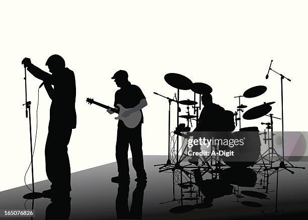 bildbanksillustrationer, clip art samt tecknat material och ikoner med three piece band vector silhouette - performer