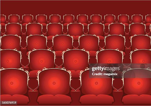 stockillustraties, clipart, cartoons en iconen met empty cinema or theatre. - armstoel