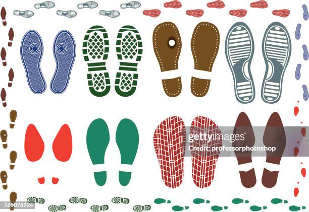 stockillustraties, clipart, cartoons en iconen met shoe prints - schoenzool