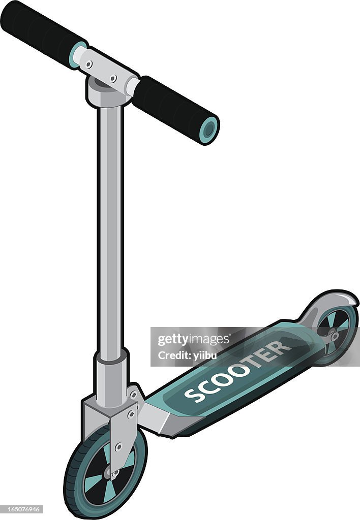Blue isometric push scooter