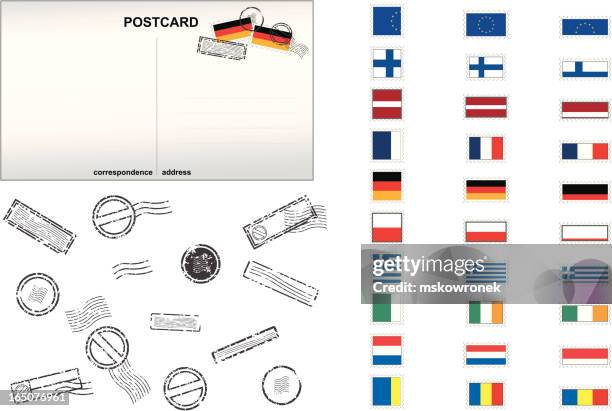 european union post stamps no. 2 - postcard stock illustrations