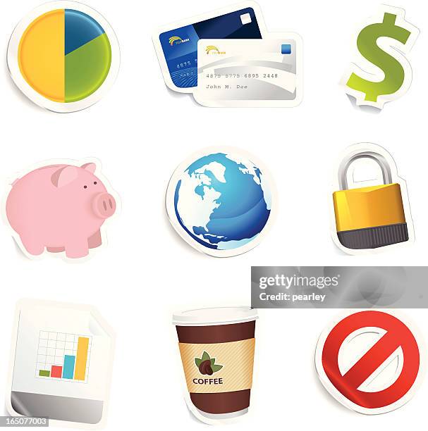 sticky icons | finance - spreadsheet stock illustrations