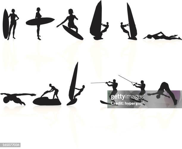 aquatic-kollektion - wakeboarden stock-grafiken, -clipart, -cartoons und -symbole