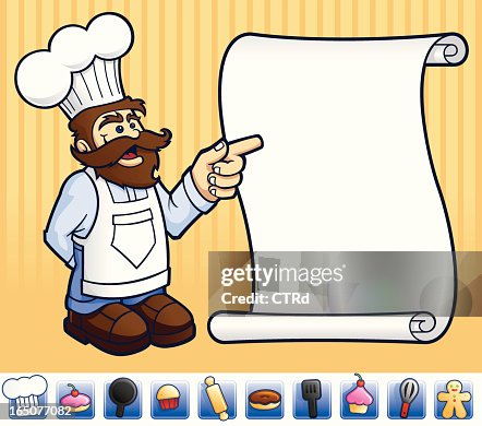 Chef, scroll and icon set Chef, scroll and icon set