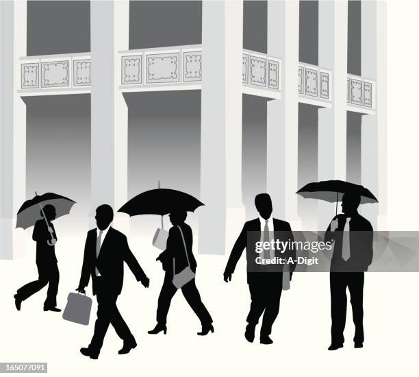 business umbrellas vector silhouette - laptop bag stock illustrations