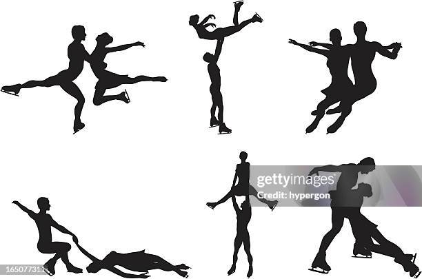 ice skating silhouette collection - figure skating stock illustrations