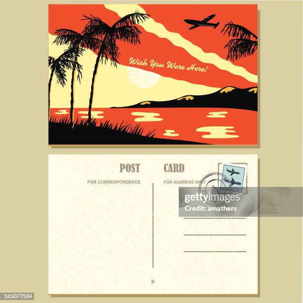 bildbanksillustrationer, clip art samt tecknat material och ikoner med 1940s style postcard - vykort