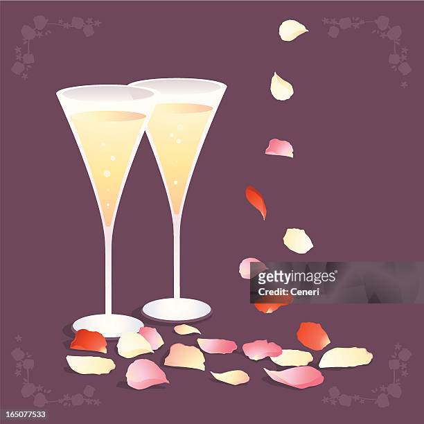romantic celebration - rose petals stock illustrations
