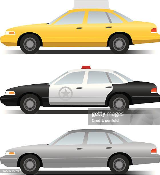 ilustrações de stock, clip art, desenhos animados e ícones de veículos automóveis - táxi