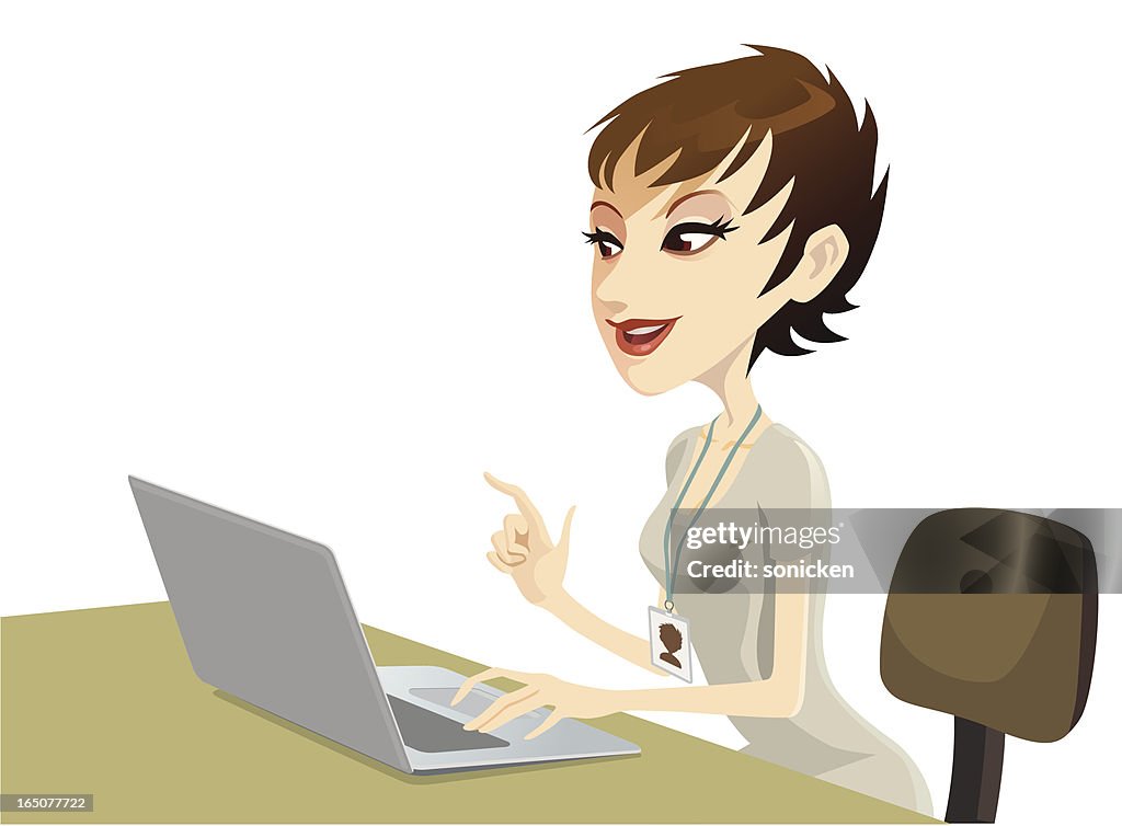 Office Lady Using Computer High-Res Vector Graphic - Getty Images