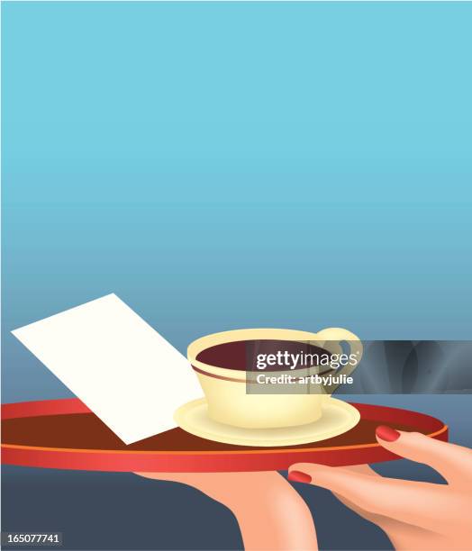 check please - hand serving coffee stock illustrations