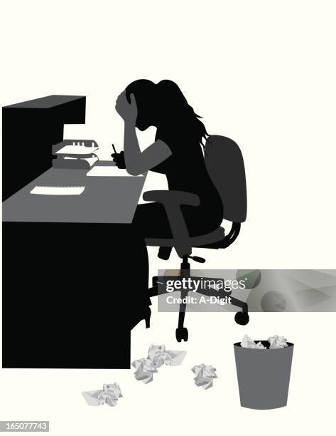 writer's block vector silhouette - messy office desk stock illustrations