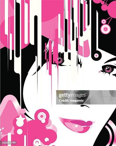 pink porträt. - caucasian appearance stock-grafiken, -clipart, -cartoons und -symbole