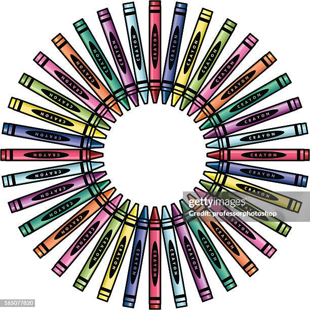 crayon wreath - coloring crayons stock illustrations
